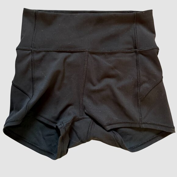 Lululemon Athletica Bike Athletic Shorts Womens 4 Blue Pull on Stretch Black - Picture 1 of 8